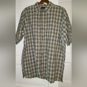 Vintage FUBU men's short sleeve button down shirt size XL green plaid